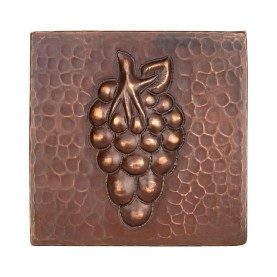 4" x 4" Hammered Copper Grape Tile